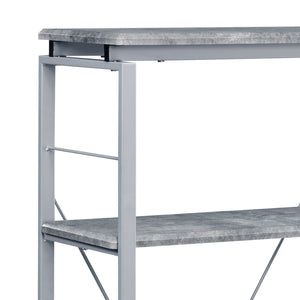 English Elm Grey Industrial 4-Shelf Bookcase with Silver Steel Frame, Rustic Open-Back Design, Durable Storage Appeal B062P186550