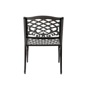 English Elm Phoenix Cast Aluminum Outdoor Dining Arm Chairs Ornate Lattice Scroll Garden Patio Set Bronze N776P381164B