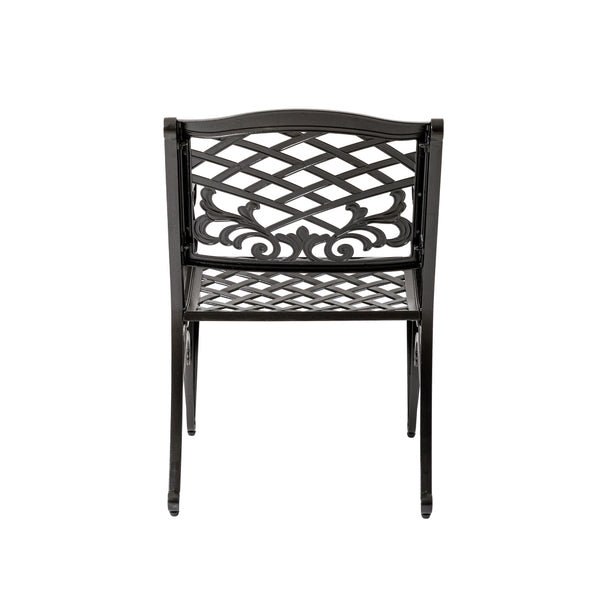 English Elm Phoenix Cast Aluminum Outdoor Dining Arm Chairs Ornate Lattice Scroll Garden Patio Set Bronze N776P381164B