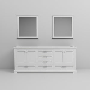 English Elm White Double Bath Vanity 80" W With 2 Mirrors - Timeless Style, Ample Storage & Fully Assembled Design B2731S00542-GIGA