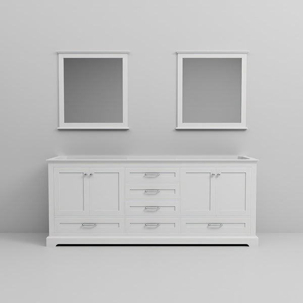 English Elm White Double Bath Vanity 80" W With 2 Mirrors - Timeless Style, Ample Storage & Fully Assembled Design B2731S00542-GIGA