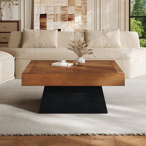 English Elm Round Marble Pattern Coffee Table with Cross Wood Base for Modern Living Rooms N770P365831B