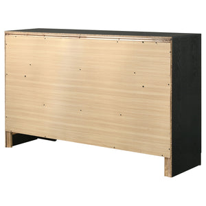 English Elm Annie 9-Drawer Dresser With Crystal-Like Fronts & Soft Wood-Grain Finish For Glamorous Bedrooms B062P378344