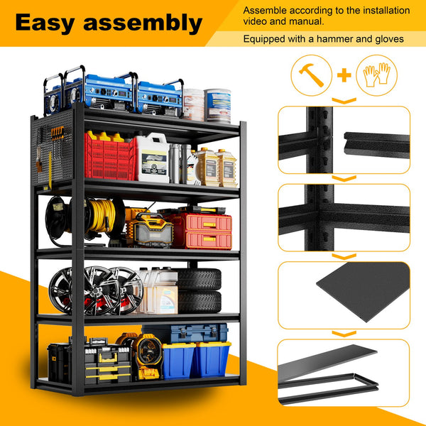 English Elm Storage Shelves Heavy Duty Pegboard Steel Garage Organization Rack Adjustable Unit T5667P454707