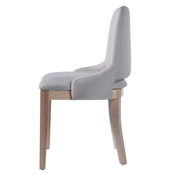 English Elm Wooden Linen Upholstered Dining Chairs Set of 2 — Sturdy Rubber Wood Frame, 300lb Capacity, Farmhouse Appeal Beige+Natural N842P300893A