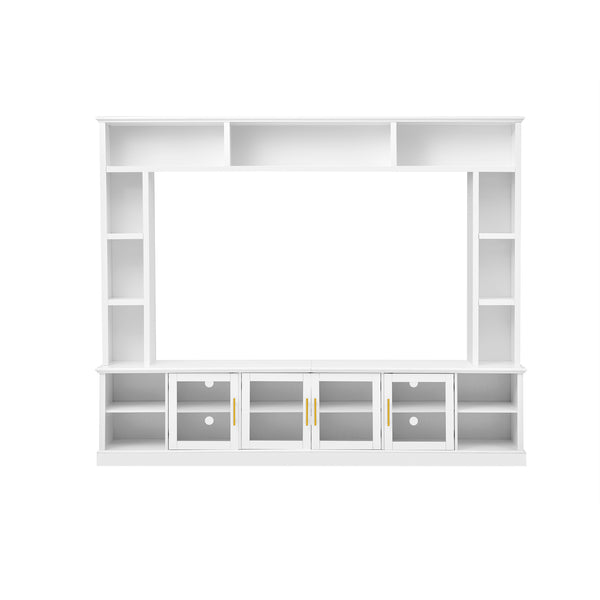 English Elm Entertainment Wall Unit with Glass Doors Open Shelving Mdf Living Room Storage White N710S688100K