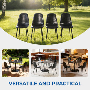 English Elm Pvc Sleek Matte Black Dining Chair Set of 4 for Kitchen Studio or Cafe Use W3766P436151
