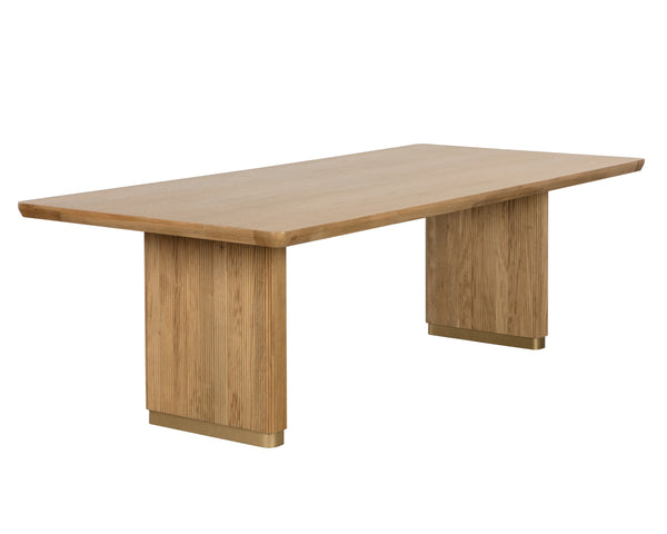 Sunpan Kalla Dining Table - Elegant Oak Design with Brushed Gold Accents for Contemporary Dining Spaces Rectangular - 96W x 44D x 30.25H