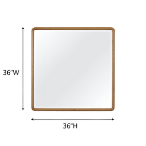 English Elm Small Mirror Elm Veneer Frame in Peppercorn Finish — Rounded Corners, Durable Glass, Modern Accent Mirror for Walls Light Brown 40 L x 40.5 W x 4.25 H B2699P402557
