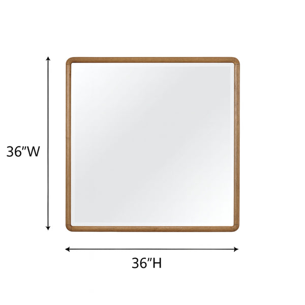 English Elm Small Mirror Elm Veneer Frame in Peppercorn Finish — Rounded Corners, Durable Glass, Modern Accent Mirror for Walls Light Brown 40 L x 40.5 W x 4.25 H B2699P402557
