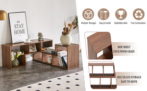 English Elm 2 Piece Modular L-shaped Tv Console Open Shelf Bookcase for Modern Living Rooms W3875P397178