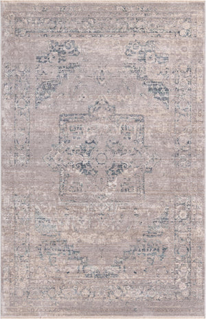 Unique Loom Noble Victoria Machine Made Medallion Rug Gray, Blue/Navy Blue/Ivory 5' 1" x 7' 10"