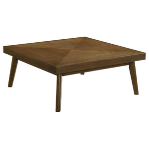 English Elm Aidan Walnut Parquet Square Coffee and End Table Set for Mid-century Living Rooms B062S01692