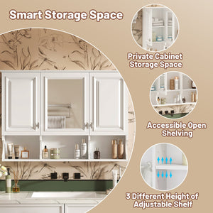 English Elm 3-in-1 Wall Mounted Bathroom Medicine Cabinet with Soft Close Mirror and Towel Bar White N710P358620K