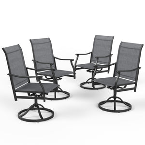 English Elm Outdoor Swivel Patio Dining Chairs Textilene Woven Set for Backyard Entertaining T3623P433695