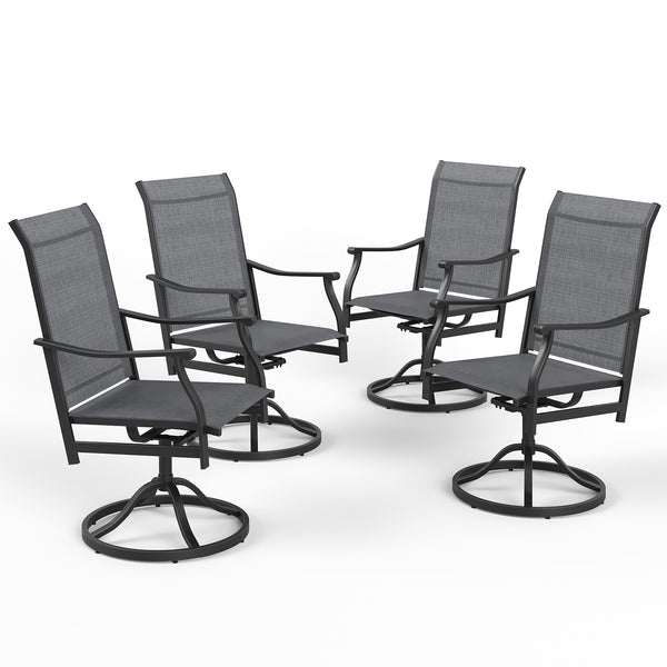 English Elm Outdoor Swivel Patio Dining Chairs Textilene Woven Set for Backyard Entertaining T3623P433695