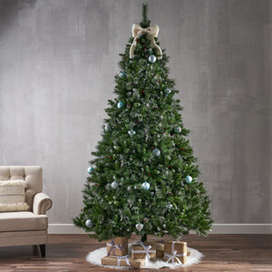 Christopher Knight Home® - Noble House - 9-foot Mixed Spruce Unlit Hinged Artificial Christmas Tree with Glitter Branches