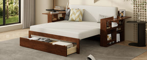 English Elm Full Size Daybed with Hydraulic Desk Armrests Storage Drawer and Sofa Seating Espresso LT000271AAP