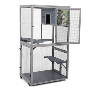 English Elm Wooden Pinewood Small Animal Habitat with Acrylic Panels Ramps Tunnel and Rolling Base W2181P363536