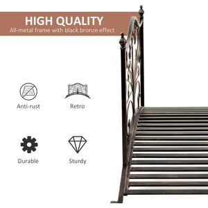 English Elm Outsunny 4' Metal Garden Bridge With Elegant Scrollwork, Safety Rails & Easy Assembly For Outdoor Decor W2225P217548-GIGA