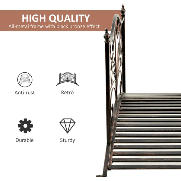 English Elm Outsunny 4' Metal Garden Bridge With Elegant Scrollwork, Safety Rails & Easy Assembly For Outdoor Decor W2225P217548-GIGA