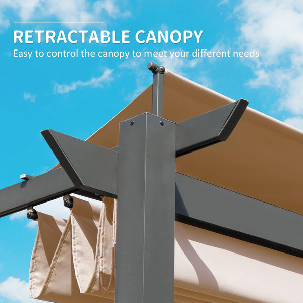English Elm 11 11 X 16 FT Retractable Pergola with Weather-Resistant Canopy, Aluminum Frame, Easy Assembly, Versatile Outdoor Shade and Entertainment Space khaki W1859S00079