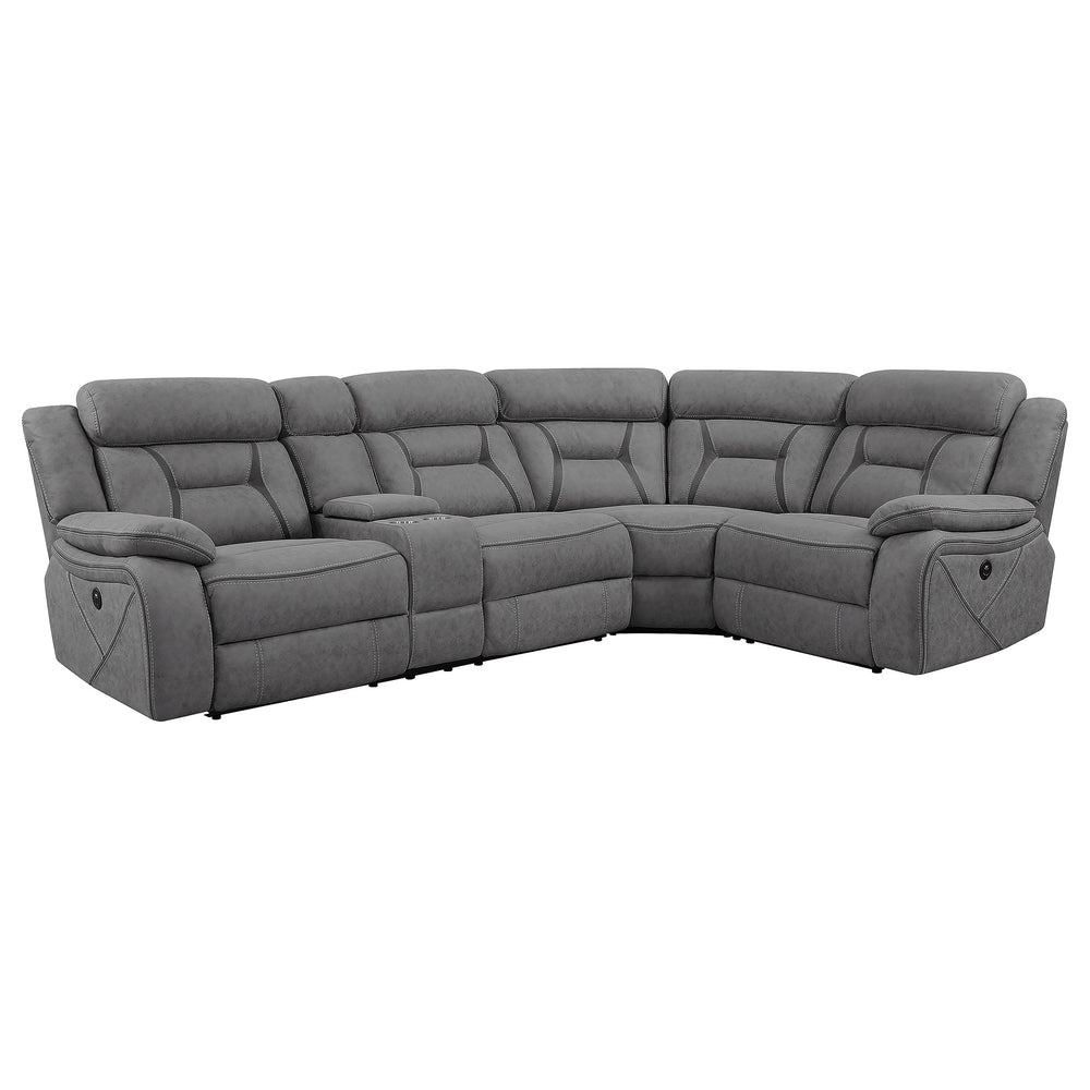 English Elm Barton Power Reclining Sectional with Gel Foam and Faux Suede for Media Rooms B062S01554