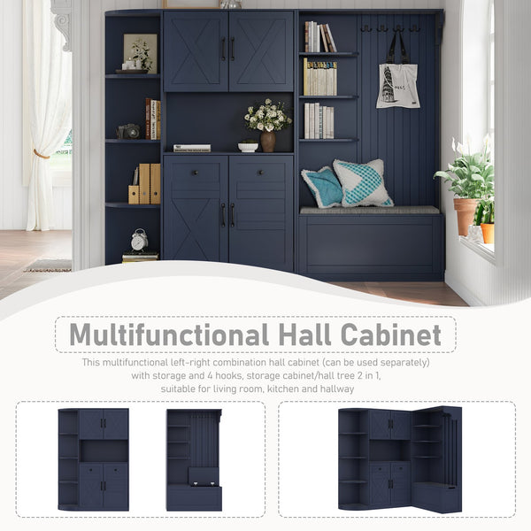 English Elm Multifunctional Hall Cabinet – Stylish 2-In-1 Storage Solution With Hooks For Entryway & Living Room W1580S00187