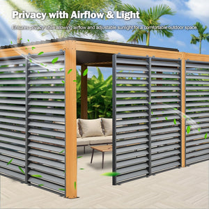 English Elm Outdoor Louvered Pergola Accessories Aluminum Screens for Durable Weather-Resistant Shading & Privacy Gray W1859P321934