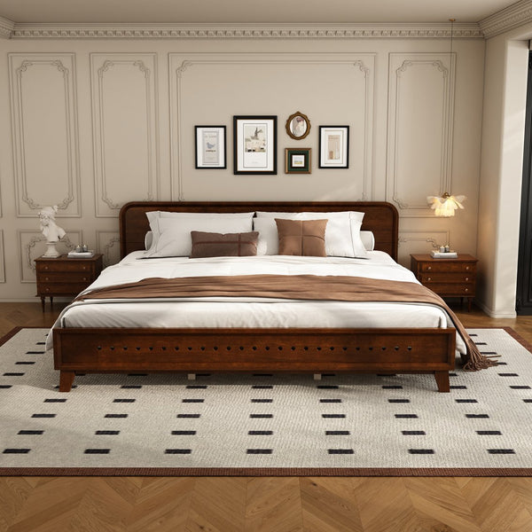 English Elm Christopher Knight Home® - Pine Solid Wood King Size Bed In Dark Walnut – Durable, Stylish, No Box Spring Needed, Easy Assembly N770P291026W_N770P291027W