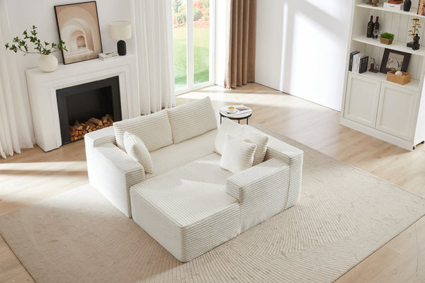 English Elm L-Shaped Modular Sectional Sofa – Effortless Comfort, No Assembly, Plush Corduroy For Living Spaces W2339P294925