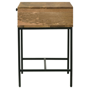 English Elm Wyrik Solid Mango Wood Drop-front End Table with Iron Base for Living Rooms B062P451780