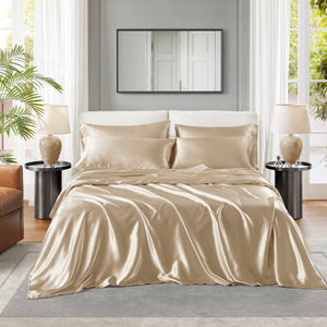 English Elm Satin Luxury Sheet Set Full - Silky Smooth, Lightweight, Easy Care Bedding For A Stylish Bedroom Retreat B035P294203-GIGA