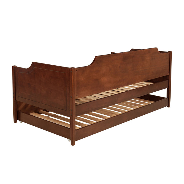 English Elm Wood Twin Daybed with Trundle Cherry Veneer Camelback Frame for Guest Rooms B016P460713