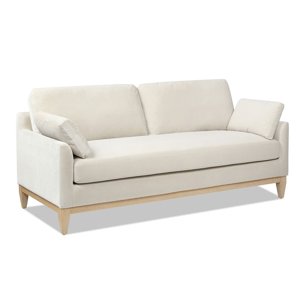 English Elm Jennifer Taylor Home - Pasadena Modern Farmhouse Sofa 75.5" Performance Velvet Upholstery, Sustainable Rubberwood Base Beige B2719P238338