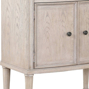 English Elm Vintage Bone White Wine Cabinet with Lift Top Serving Surface and Cabriole Legs B062P215514