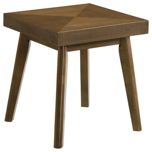 English Elm Hayward Walnut Brown Square End Table with Parquet Veneer Top, Mid-Century Modern 22"H Accent Table B062P299983
