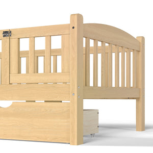 English Elm Metal Twin Over Full Bunk Bed White Steel Frame Space Saving Slat Support for Teens Natural W1580P383110