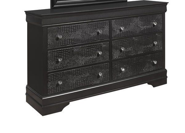 English Elm SHAKER Crocodile Textured Chest with Crystal Hardware, Solid Wood & MDF, Contemporary Tapered Legs Metallic Grey 61.42 L x 18.9 W x 36.22 H B201P215901