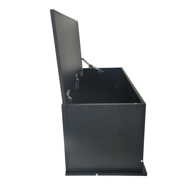 English Elm Large Antique Black Storage Bench Chest — 47.6" Melamine Seat, 300 lb Capacity, Toy Box & Shoe Bench W2139P241089