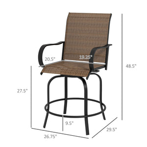 English Elm Outsunny Outdoor Bar Stools Set Of 2 - 360° Swivel Patio Chairs With Armrests, Weather-Resistant Design W2225P174469-GIGA
