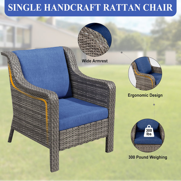 English Elm Jb Outdoor 5 Piece Pe Rattan Resort Set with Swivel Chairs and Weatherproof Cushions T5925S00007