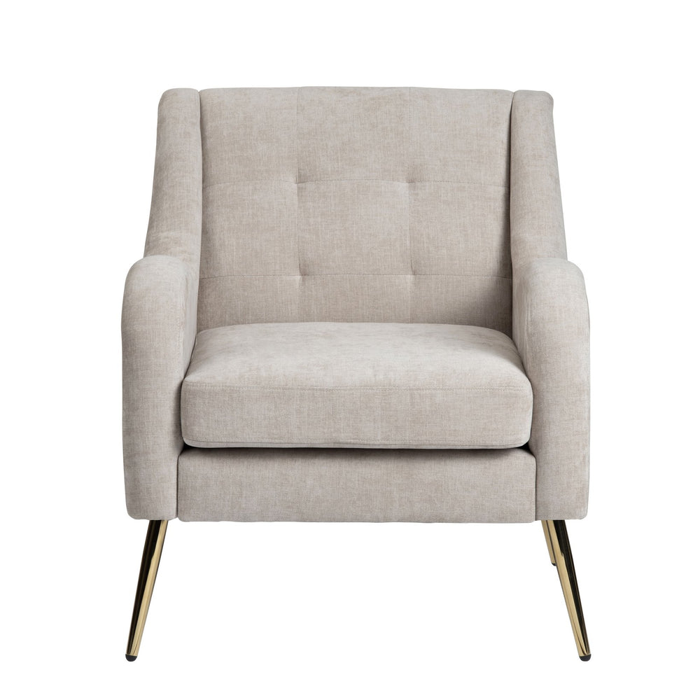 Crestview Collection Upholstered Accent Chair - Elegant Cream Fabric, Plush Foam Cushion & Stylish Gold Legs For Comfort Cream Polyester Cvfzr6167