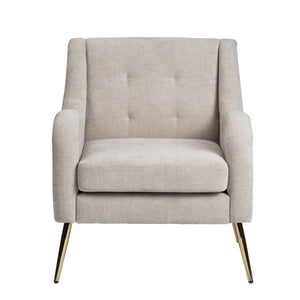 Crestview Collection Upholstered Accent Chair - Elegant Cream Fabric, Plush Foam Cushion & Stylish Gold Legs For Comfort Cream Polyester Cvfzr6167
