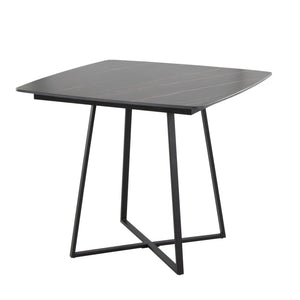 English Elm Dinette Square Ceramic Top Dining Table with Gold Metal Base for Small Spaces B202P471540