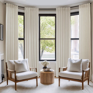 English Elm 2-piece Pinch Pleat Poly Linen Curtain Panels Tailored Formal Drape for Any Room Ivory B035P482983