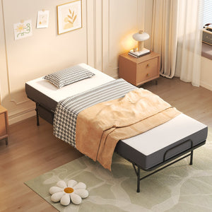 English Elm 75 Inch Rollaway Twin Bed with Memory Foam Mattress Heavy Duty Steel Frame Foldable W2735P425465