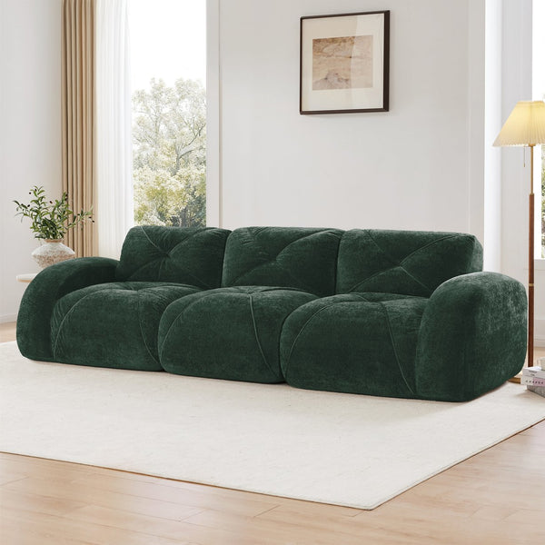English Elm 110''boneless Velvet Sectional Sofa Modular Cloud Seating with Tufted Cushions for Living Rooms Green W714S01613