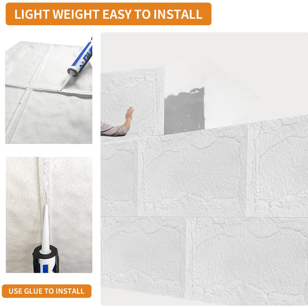 English Elm 3d Faux Stone Pu Wainscoting Panels Lightweight Waterproof Interior Accent Wall Set White Marble W347P478049