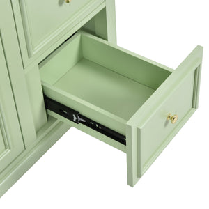 English Elm 30-Inch elegant bathroom vanity with ceramic basin, soft-close drawers, adjustable shelves, durable finish Green N729P176237L